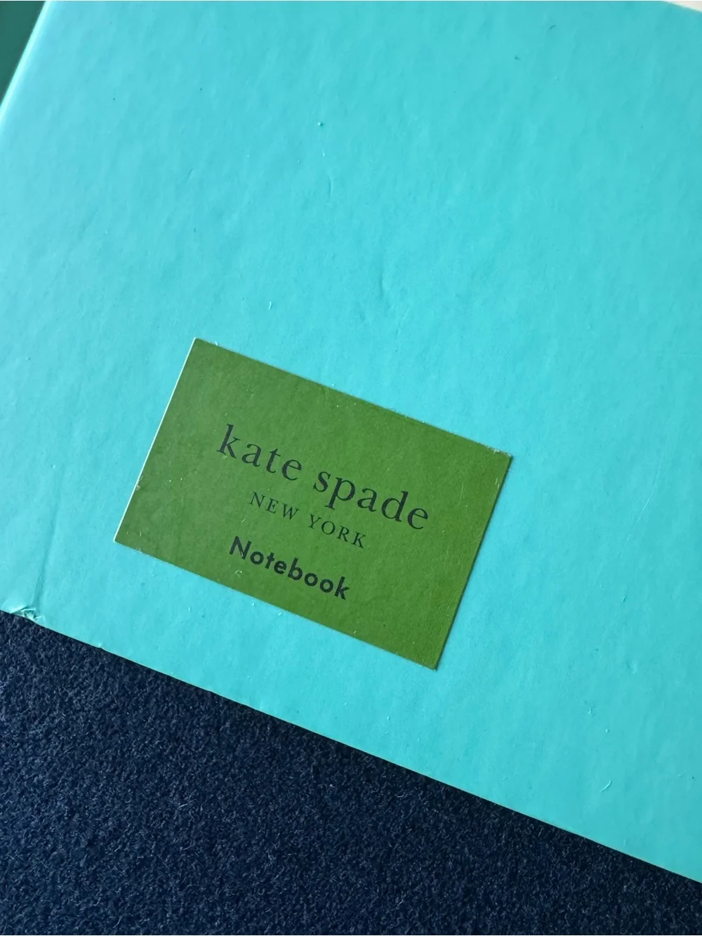 kate spade ♠️ teal & cream lined notebook w/coordinating ribbon place marker
